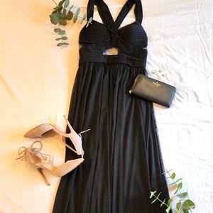 Black Floor Length Prom Dress with Cutouts